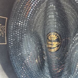 Black and Gold Woven Hat Bonanza Size 7 Vintage